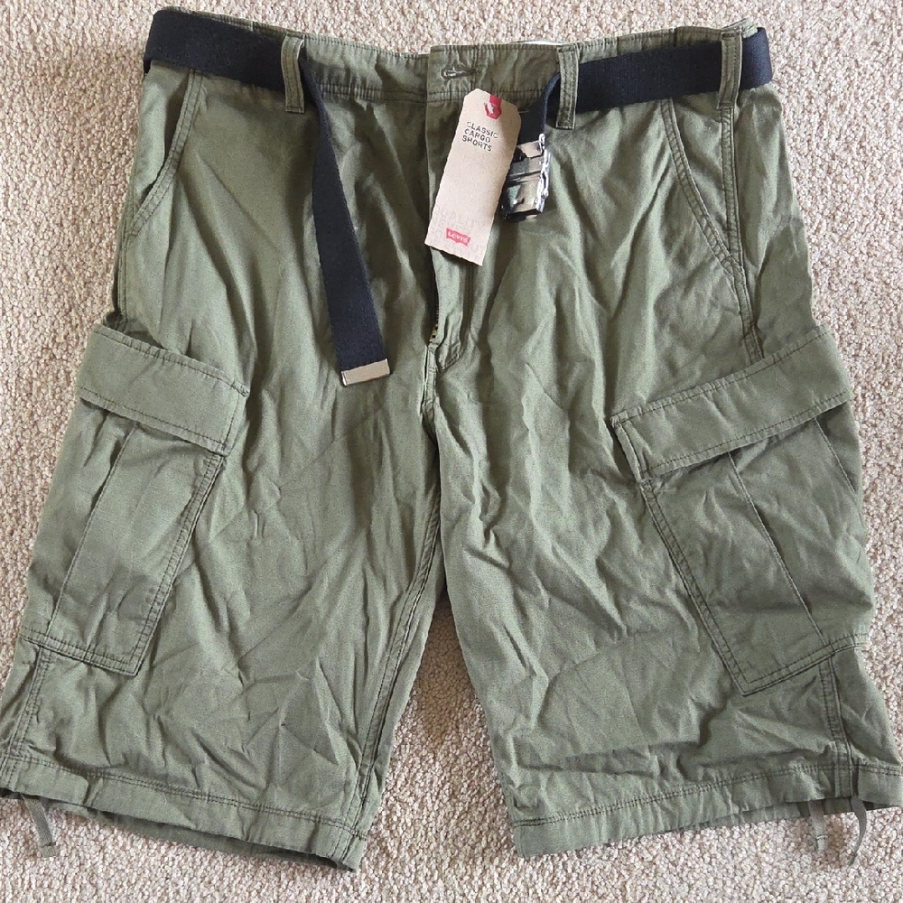 Levi's Olive Cargo Shorts with Belt